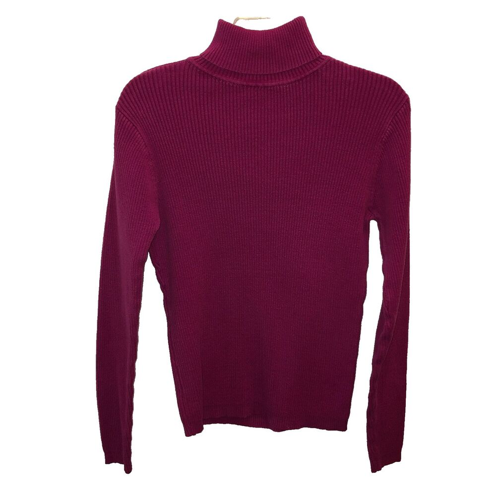 Vintage Y2K Gap Fuchsia Pink Ribbed Turtleneck Sweater Womens Size Large L